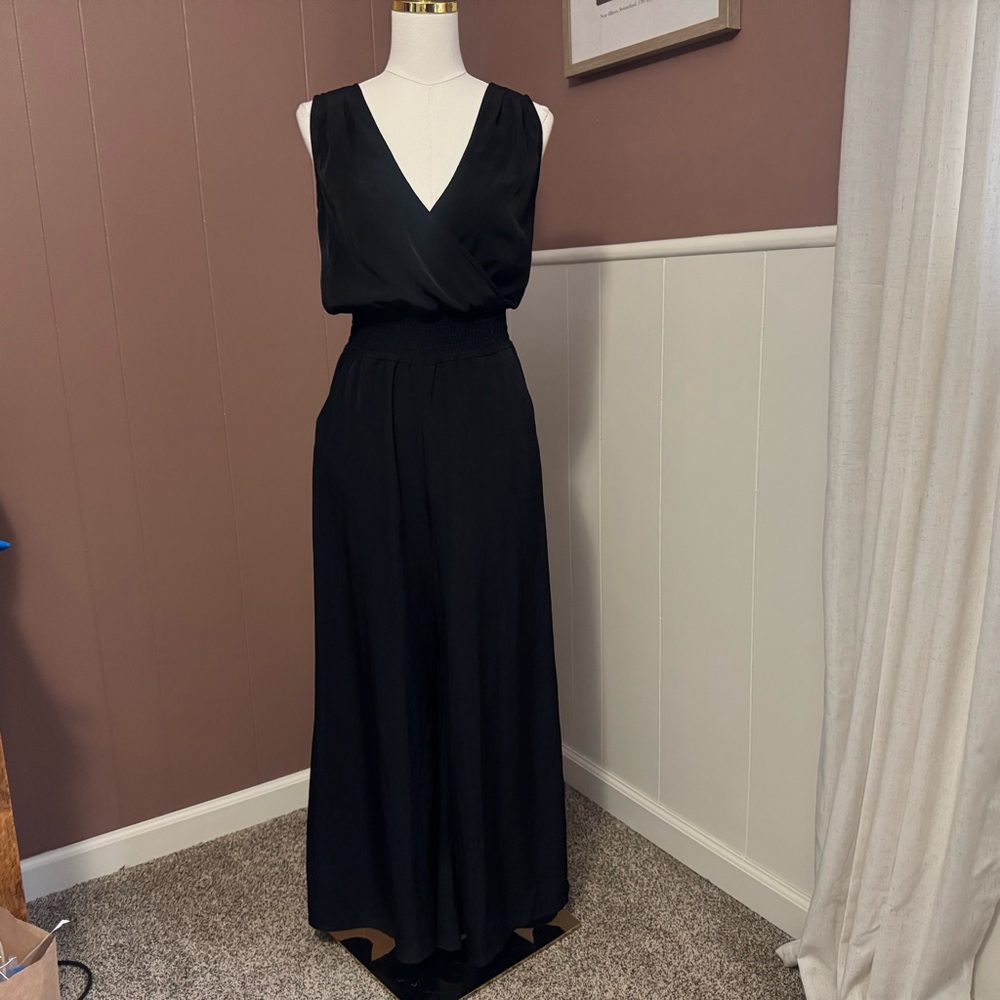 Anthropologie Plastic Island Women’s Black Sleeveless Wide Leg Jumpsuit